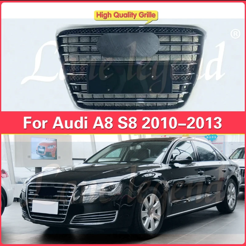 For Audi A8 2010-2013 D4 W12 Style Racing Grills Front Bumper Engine Grill Grids for Audi A8 S8 Sline Car Accessories