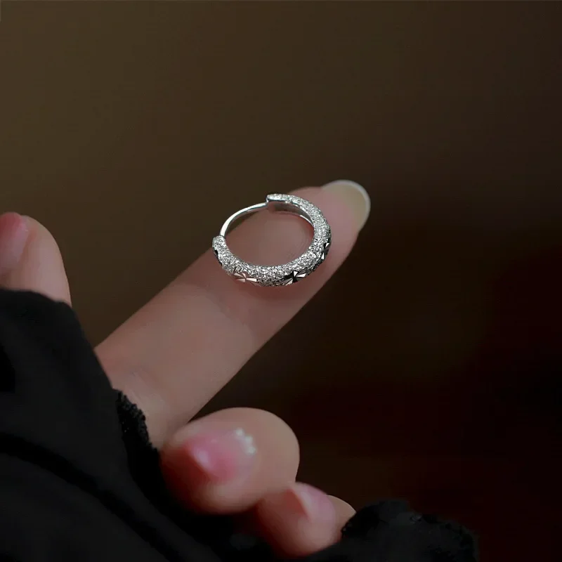 Orecchini stellati in argento sterling 925 Orecchini stella scintillante Orecchini ad anello semplici minimalisti Gioielli di moda per feste Regalo di compleanno