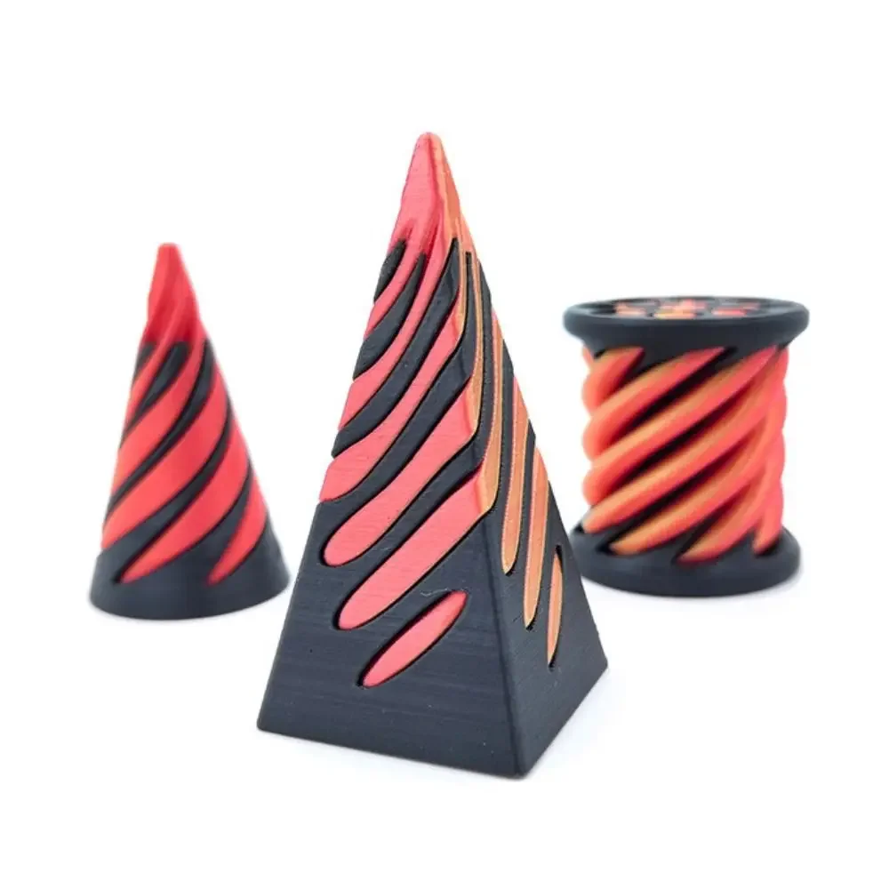 Passthrough Sculpture 3D Printed Spiral Cone Vortex Thread Decorative Impossible Pyramid Helix Nut Ornaments Helix Screw Toy