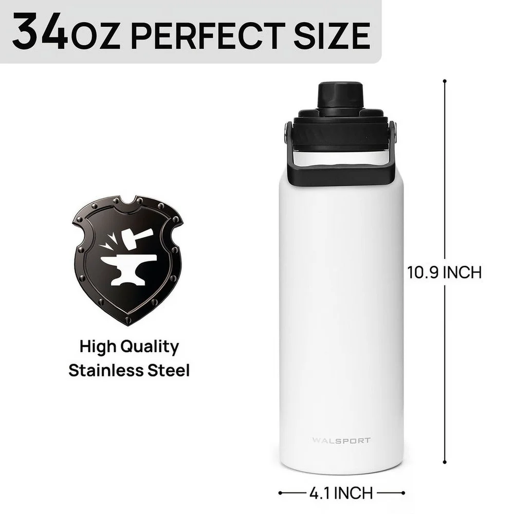 34 oz Insulated Travel Mug Leak Proof Lid Stainless Steel Coffee Tumbler Fits Car Cup Holder Easy Clean Double Wall Design