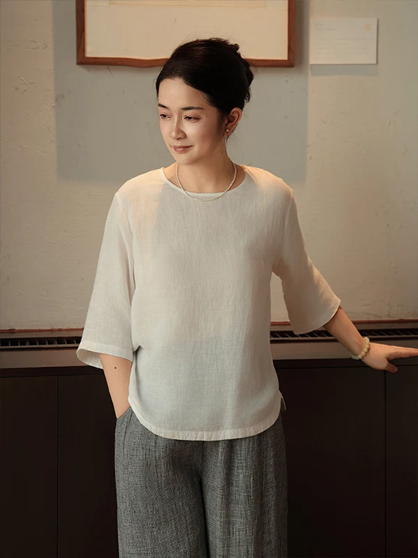 

Женская повседневная футболка Han Haax из 60-ниточной пряжи, летняя, свободного кроя, дышащая, комфортная, с круглым вырезом, с коротким рукавом