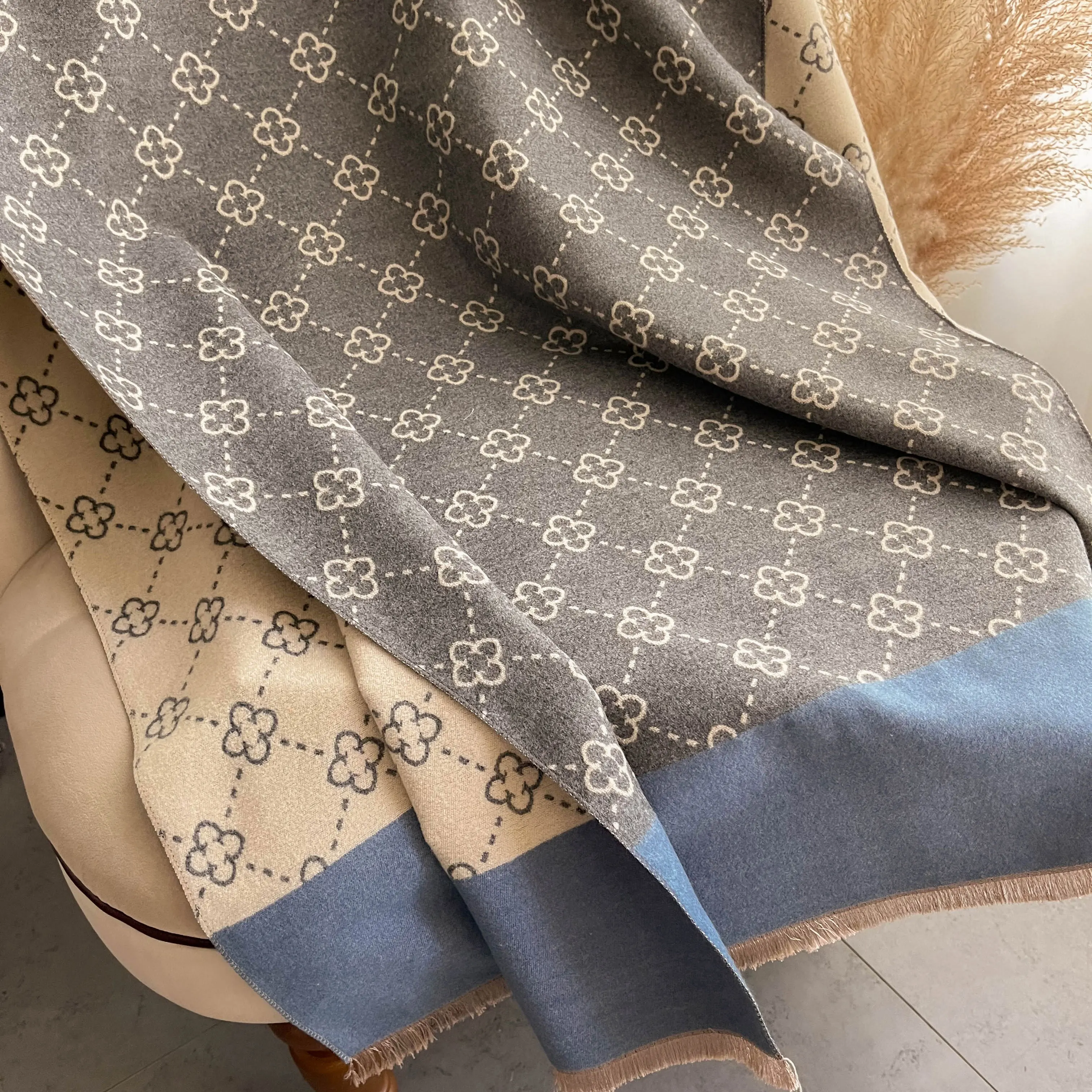 NEUE Luxus Winter Dicke Warme Schal Frauen Kaschmir Schal und Wraps Pashmina Halstuch Bufanda Weibliche Lange Tessel Echarpe 2024 – Detail 2