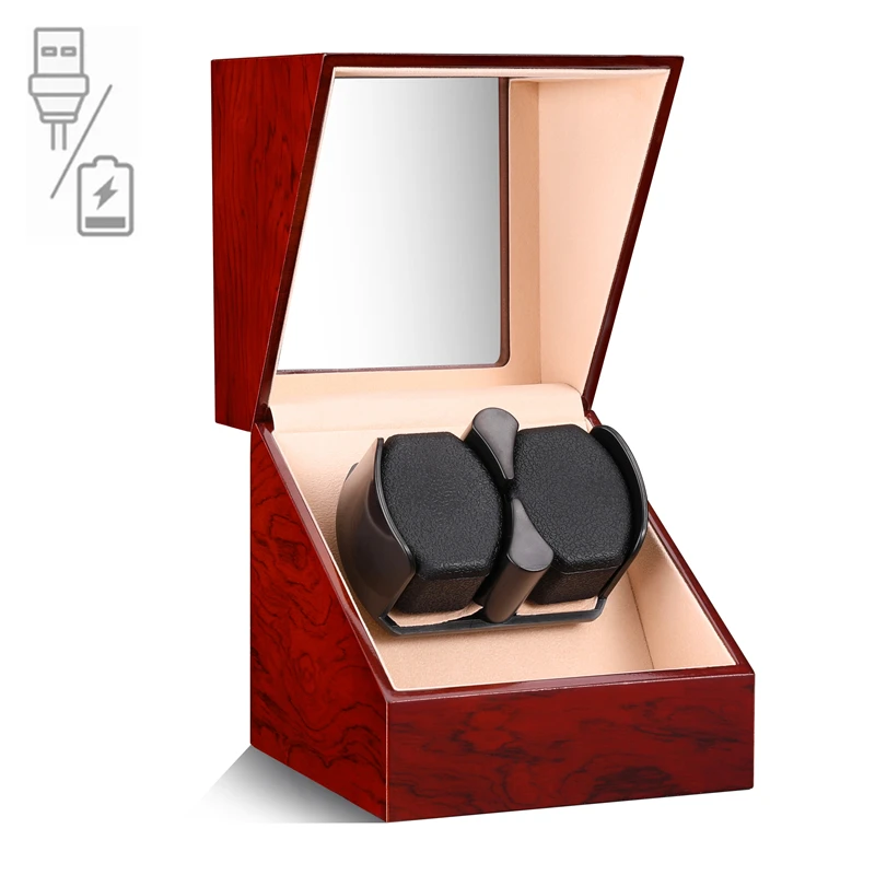 Embers Luxry enkele watchwinder batterij houten shaker horlogedoos automatische opwinder glazen opbergdoos Mabuchi Motro