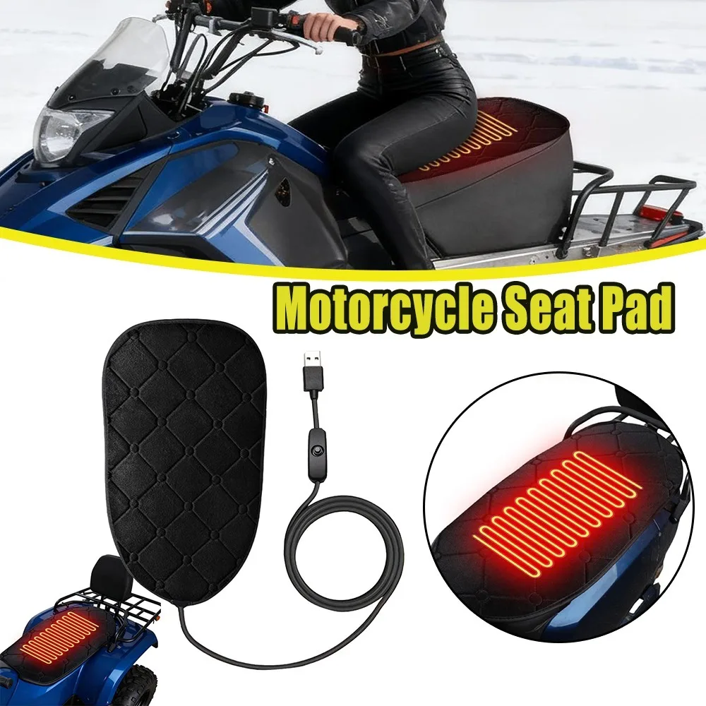 Heated Motorcycle Seat Cushion Universal Heating Pad For Motorbike Scooter ATV Snowmobile, Cold Weather Riding Gear, Men Women