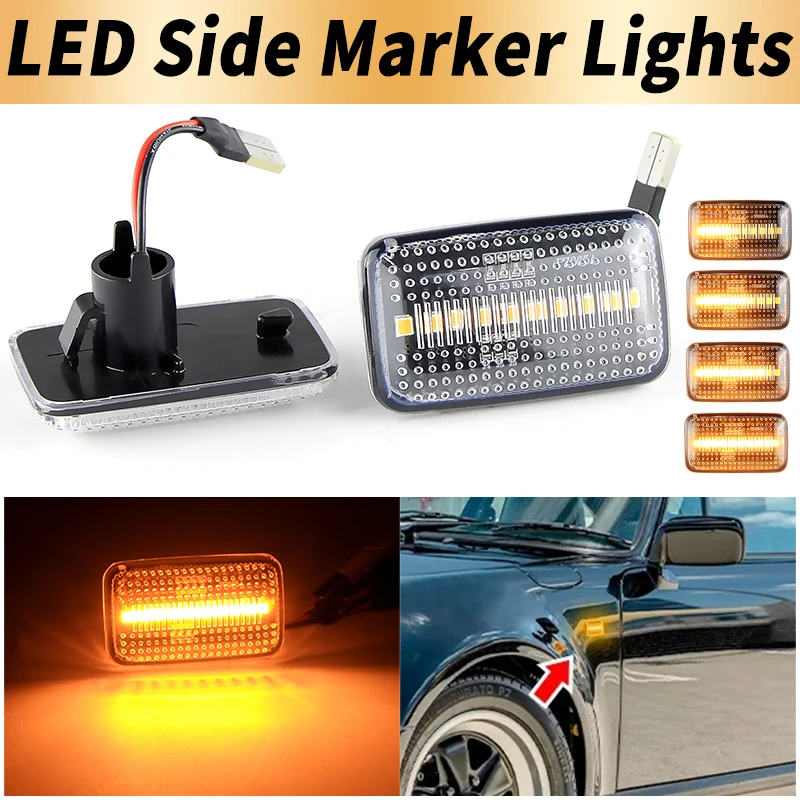 2PCS LED Side Marker Turn Signal Lights Canbus ​For VW Golf I 75-98 II 83-92 Jetta I 79-84 II 84-92 Passat II 80-89 III 88-93