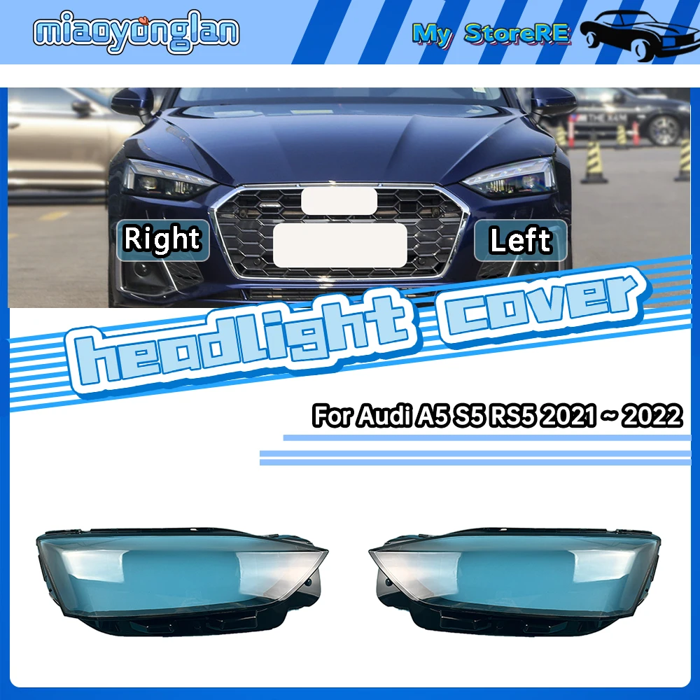 

For Audi A5 S5 RS5 2021 2022 2022 Transparent Headlight Cover Headlamp Shell Clear Lens Plexiglass Replace Original Lampshade