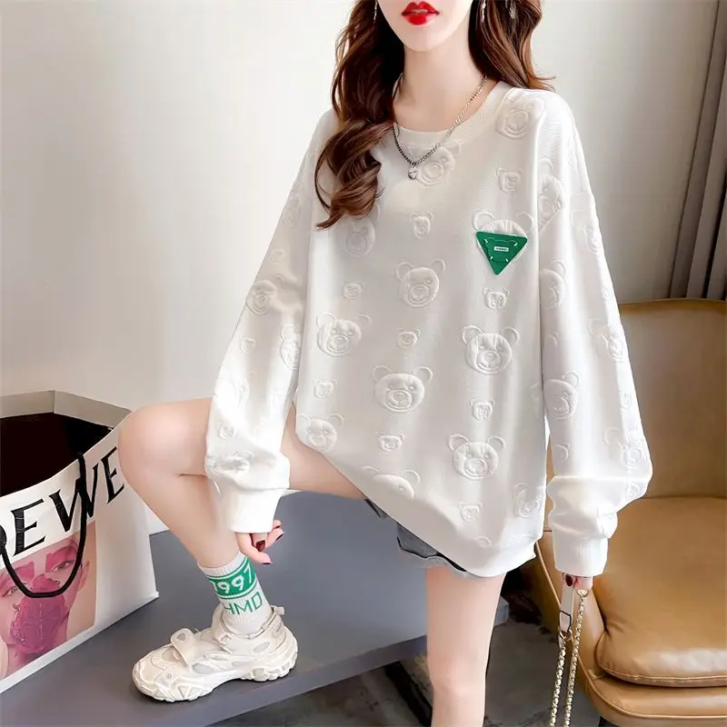 Fashion Pullovers Women Spring Autumn Trendy Thin Sweatshirts High-quality Loose Jacquard Outerwear Tops Casual Pullover Woman