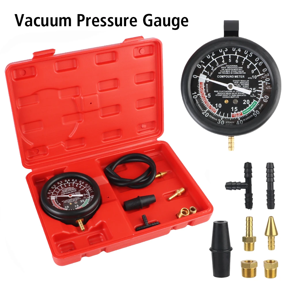 4Pcs Adapters Vacuum Pressure Manometer Tester, Auto Moto rcycle Fuel Exhaust & Ox ygen Sensor Diagnostic Test Gauge