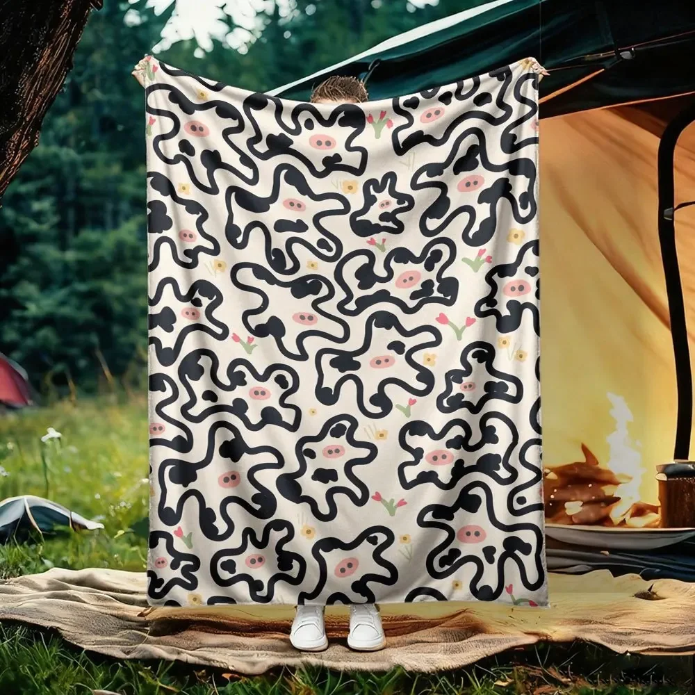 Whimsical Abstract Pattern Blanket for Camping Picnic Outdoor Throw 150x200cm Boho Patio Beach Decoration