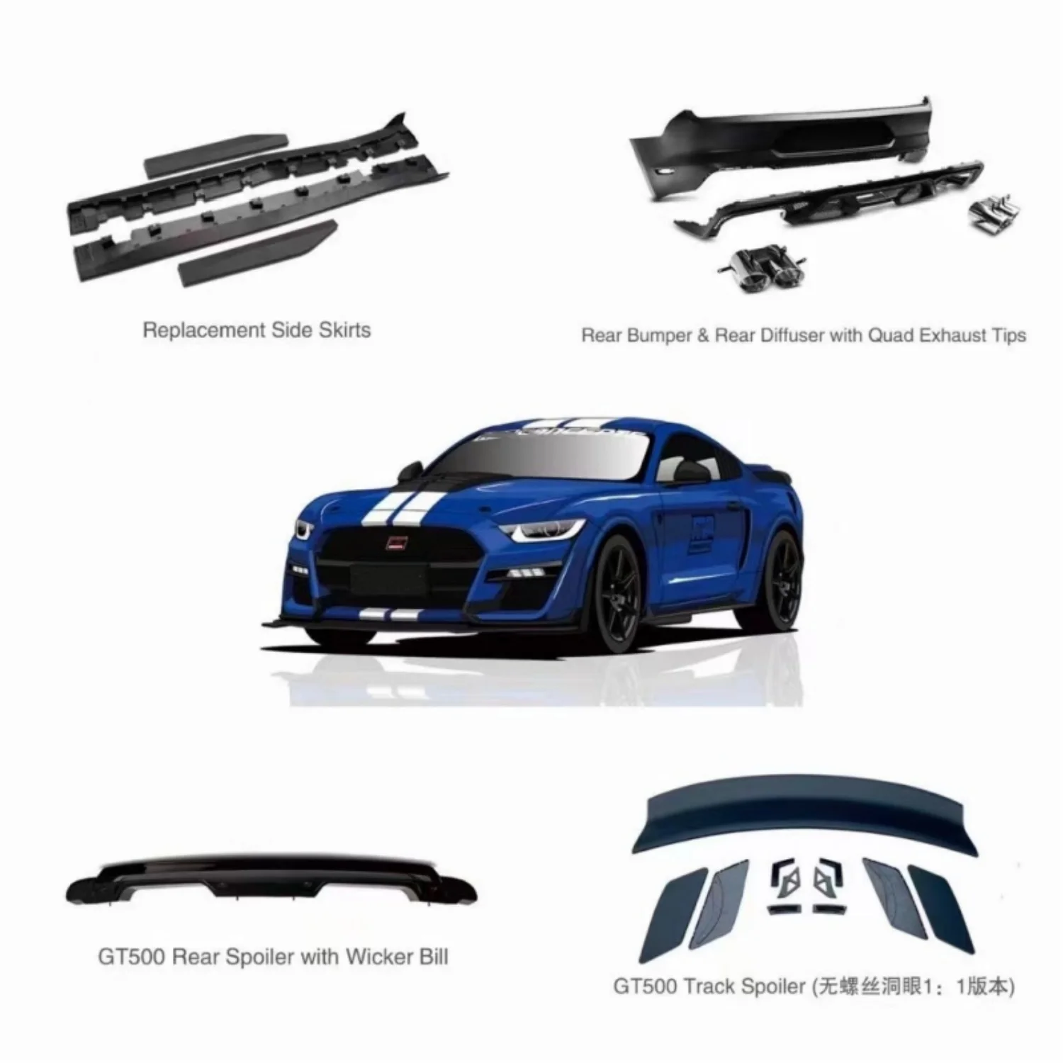 Bestselling car wide body bumper suitable for  GT350 upgraded GT500 wide body kit