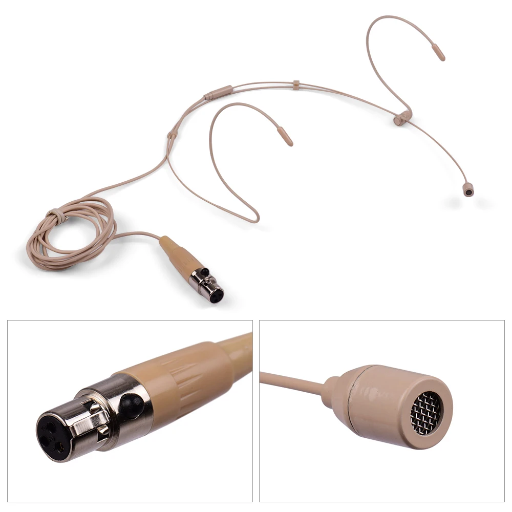 Lightweight Headworn Headset Microphone Condenser Mic 3-pin Mini XLR Plug for Wireless Bodypack Transmitter