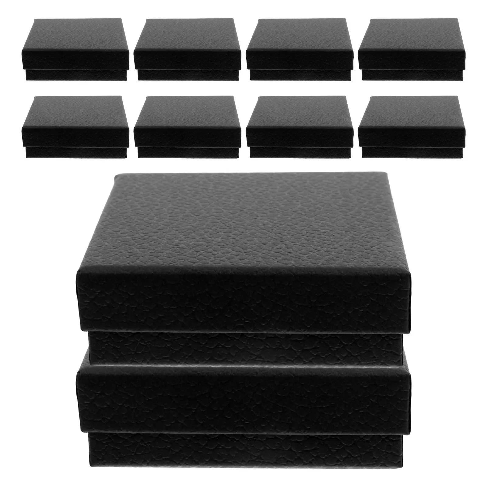 

Набор из 10 черных шкатулок для украшений с текстурой личи, компактный дизайн, защитная губчатая подкладка для колец, ожерелий, серег, подарочная упаковка для путешествий