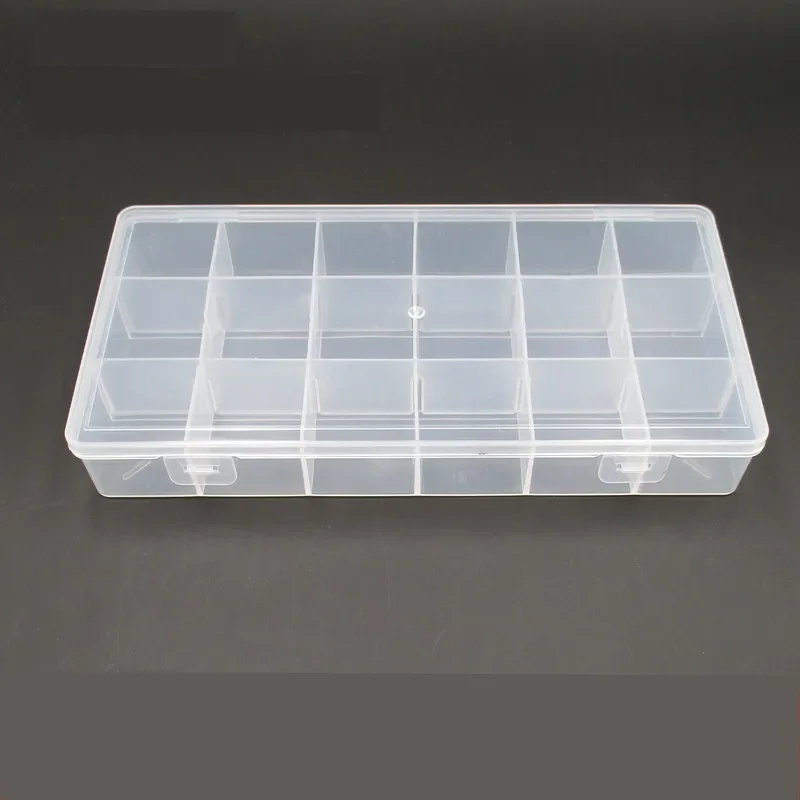 1Pc Vierkante Transparante Plastic Opbergdoos 18/24 Slot Verstelbare Sieraden Kralen Oorbel Organizer Juwelendoos