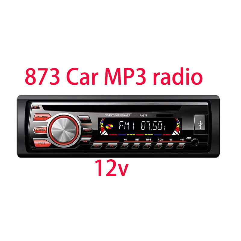 873 Car MP3 Player detachable panel  FM AM Radio Tuner with LED Segment Displays AUX Input USB