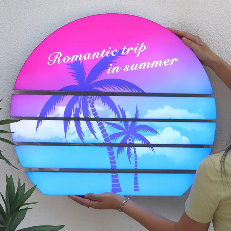 Acrylic light box sunset creative luminous light sign enhances the sense of background atmosphere