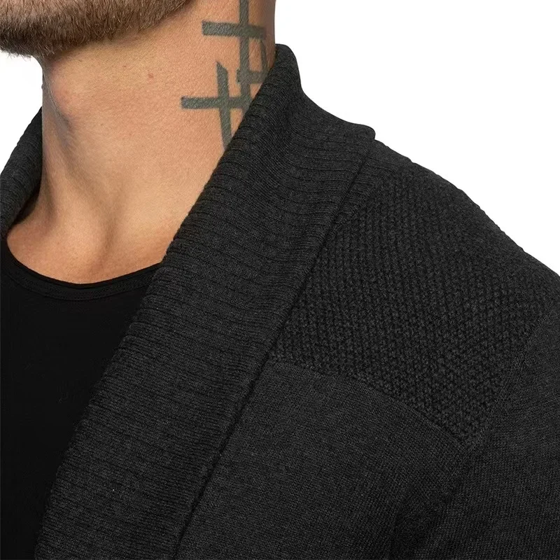 Autunno inverno maglieria Vintage uomo Cardigan lavorato a maglia di lusso maglione uomo manica lunga Casual Streetwear colletto rovesciato cappotto solido