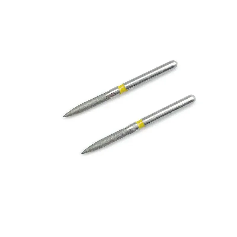 10pcs Dental Diamond Burs Drill Flame Ogival End Type Diamond for High Speed Handpiecess Medium FG 1.6mm FO-21EF