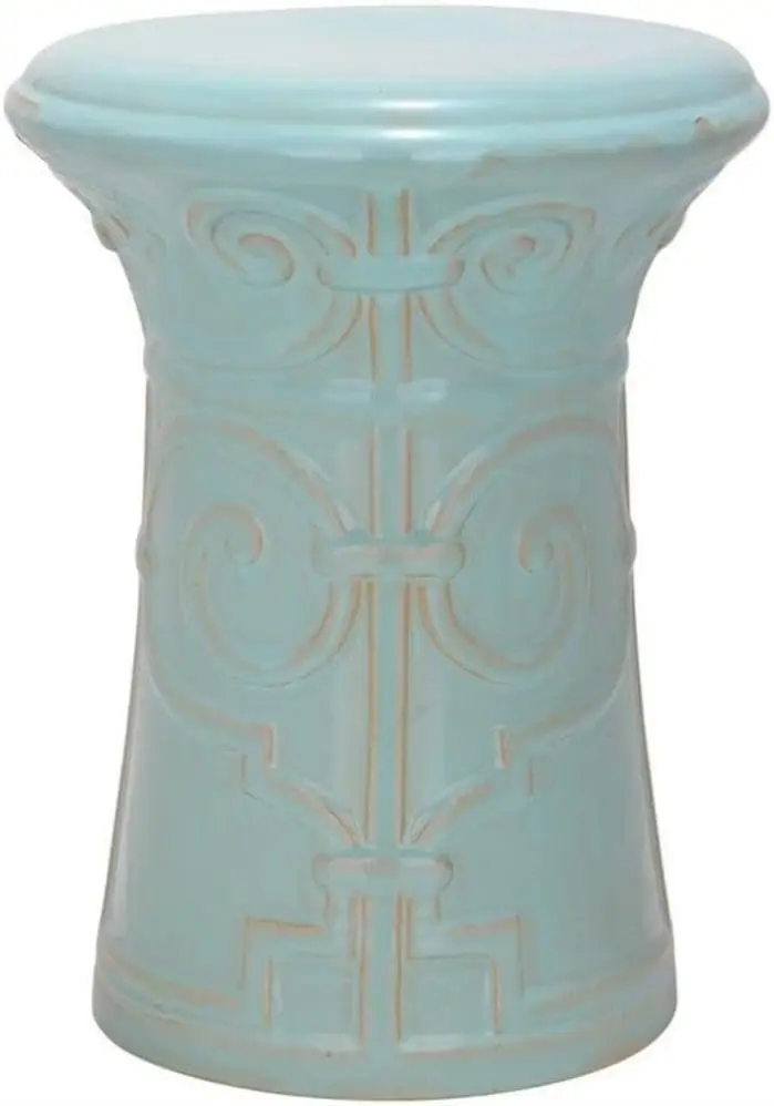 

Imperial Ceramic Decorative Garden Stool, Light Aqua