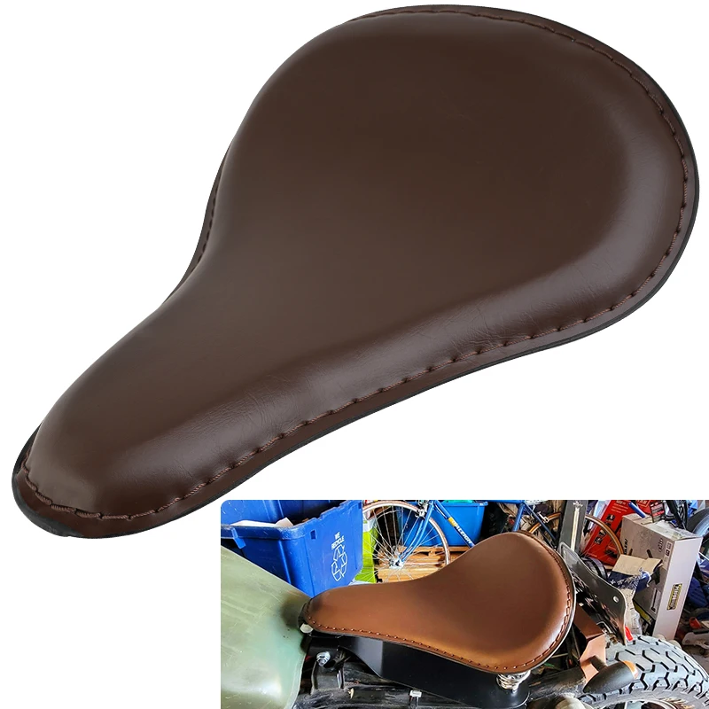 Universal Motorcycle Brown Solo Seat Chopper Saddle Vintage Cushion Parts For Harley Bobber Custom Honda Yamaha