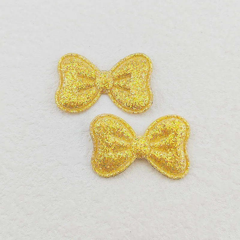 100 Stück Glitzer-Stoff-Schleifenapplikationen 4x2,5 cm für DIY-Nähprojekte, Kopfbedeckungen, Haarspangen, Schleifendekorationen, Aufnäher für Kleidung und Hüte – Detail 13