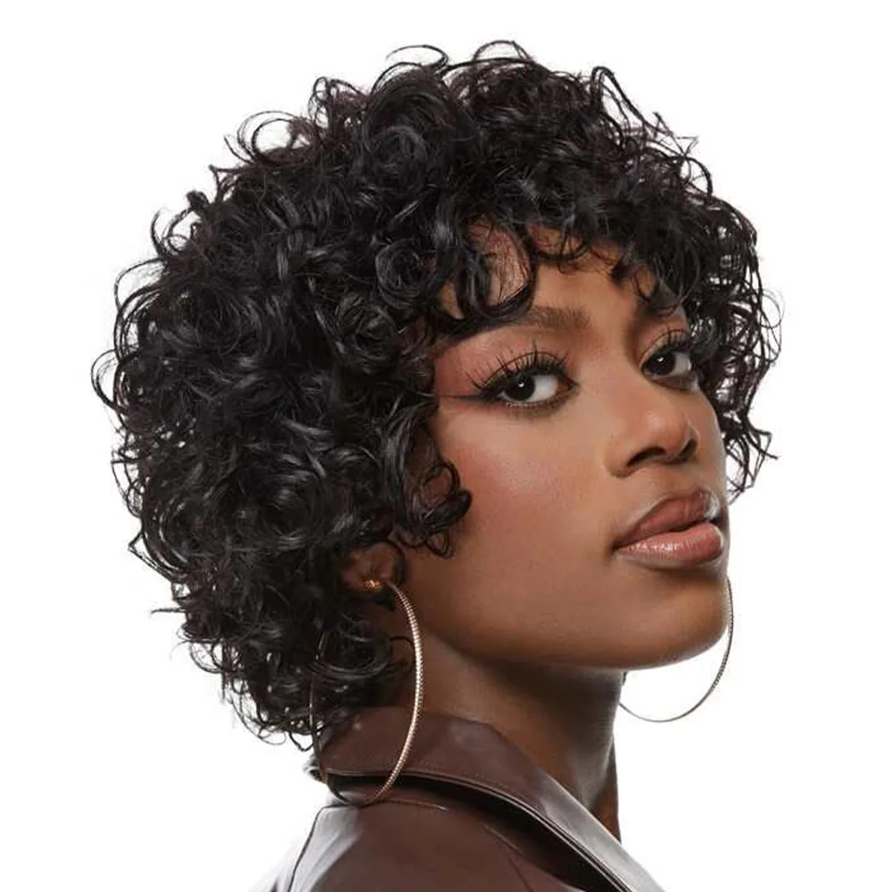 البيض الضفيرة عابث قطع شعر مستعار شعر الإنسان كامل آلة صنع شعر مستعار البرازيلي قصيرة عابث بوب قطع خصلات الشعر المستعار الإنسان شعر مستعار قصير أسود طبيعي #3