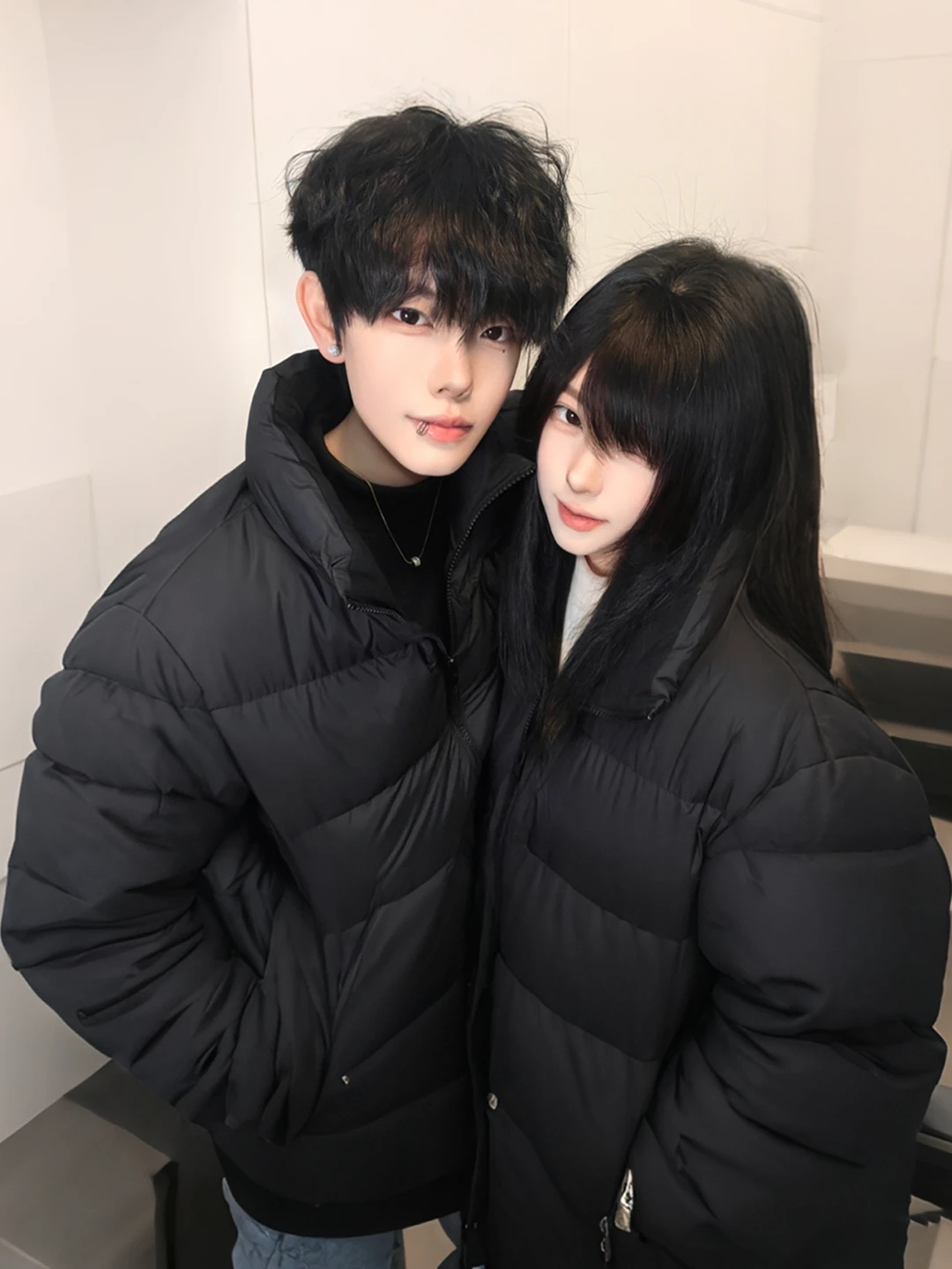 

Thiened American Bla Collar Cotton Jaet for Men Winter Warm Anti-Cold Outerwear Cleanfit Couple Cotton Coat Youth Casual