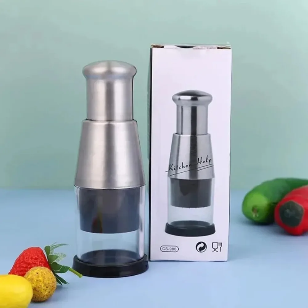 Stainless Steel Garlic Chopper Manual Press Garlic Crusher Kitchen Food Processor Vegetable Slicer for Garlic Onion Peppers Herb