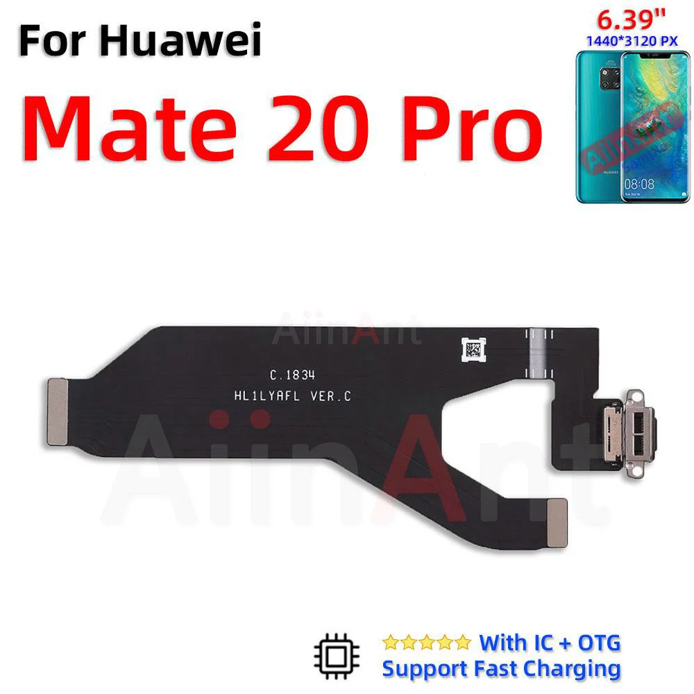 Aiinant USB Charger Dock Connector Port Charging Board Flex Cable For Huawei Mate 20 20X 30 40 40E Lite Pro RS Sim Phone Parts