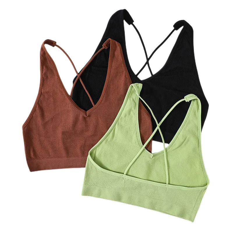 Dikişsiz sutyen kadın Wirefree sütyen konfor iç çamaşırı çapraz kayış Vneck sutyen üst Bralette kadın iç çamaşırı seksi samimi