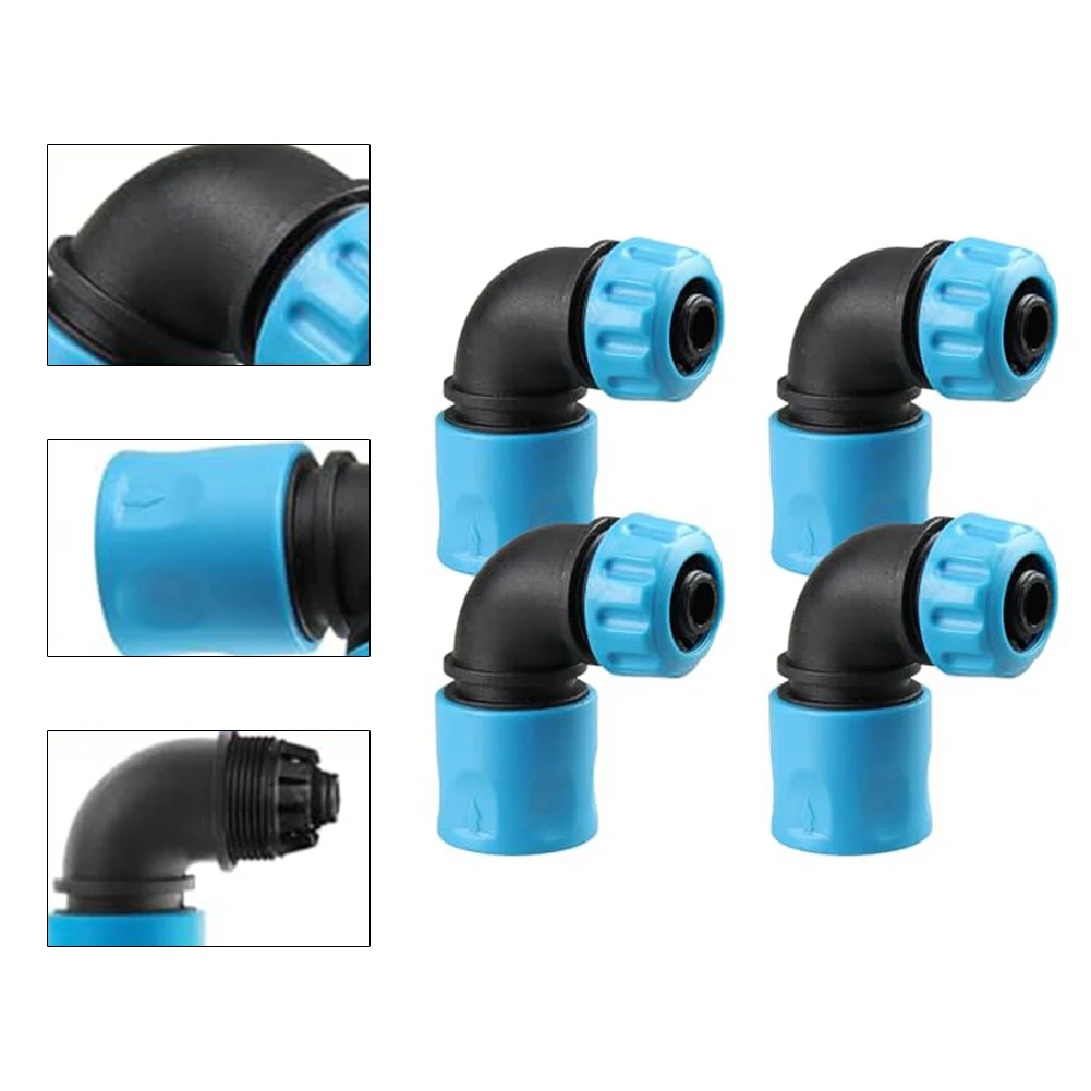 4pcs 90 Degree Hose Connectors Quick Coupling For 12-13mm Garden Watering Irrigation System ABS Elbow Adapter Set