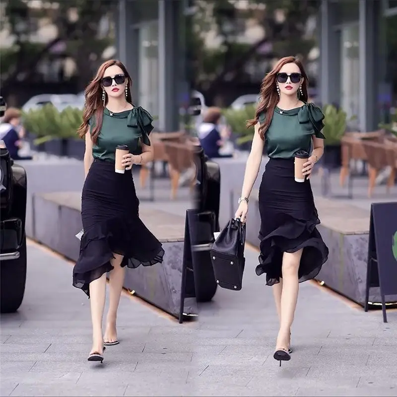 Female Outfits Skirt Party Ruffles Women's Two Piece Set Sexy New in Matching Sets Jacket Vacation 2024 The Same Clothing Trend