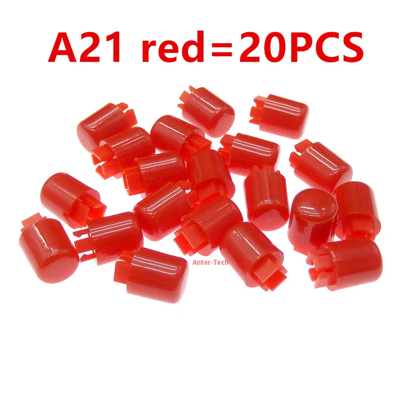 20pcs A21 key cap Round button switch cover button cap for B3F-4055 12*12* 7.3mm square head touch key cap Coloured plastic cove