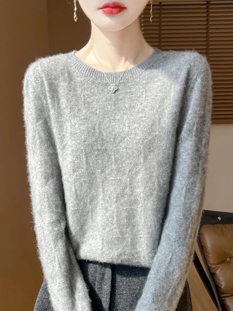 New Arrivals O-neck Hollow Out Autumn Winter Pure Color Women's Pullovers Casual Basic Soft 100% Merino Wool Warm Tops