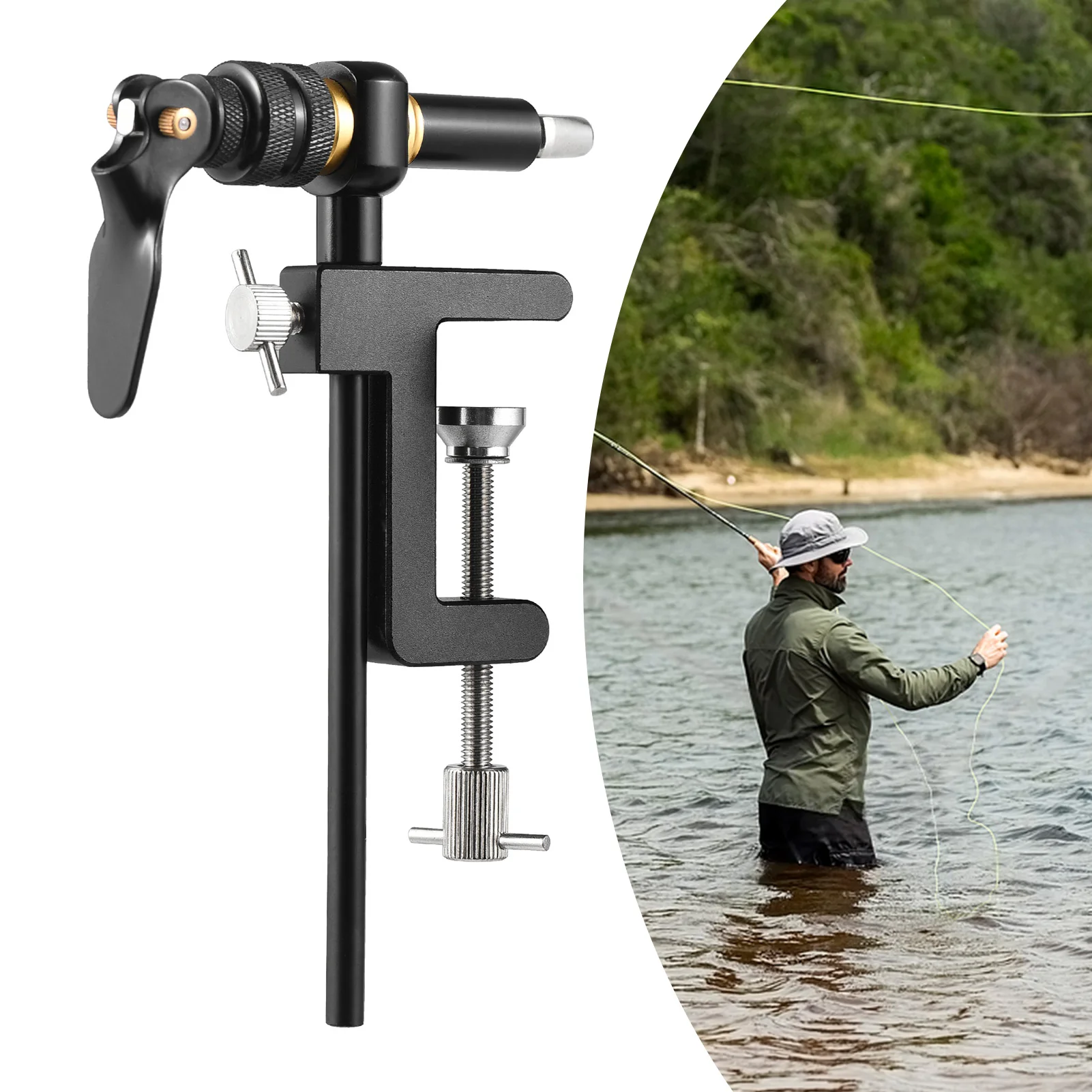 

Rotate Fly Tying Vise Fishing Hook C-clamp Tying Vise Fly Fishing Tool Kit DIY Lure Making Vise
