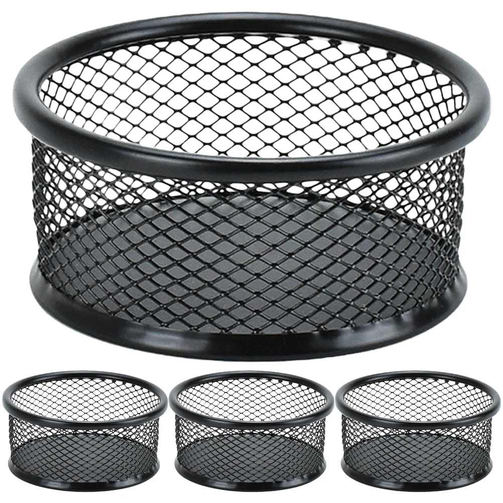 

4pcs Paperclip Office Supplies Silver Desk Containers Stackable Office Supplies Binder Organizer Mesh Storage