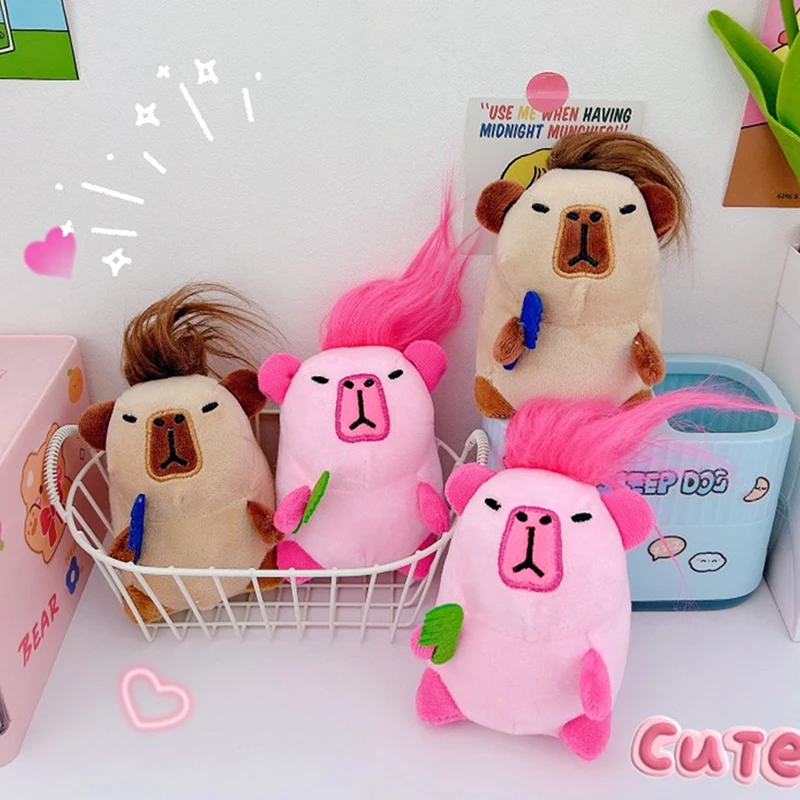 Stylish Soft Capybara Plush Keychain Stuffed Animal Keyring Ornament Adorable Plush Bag Pendant Accessories For Children Gift