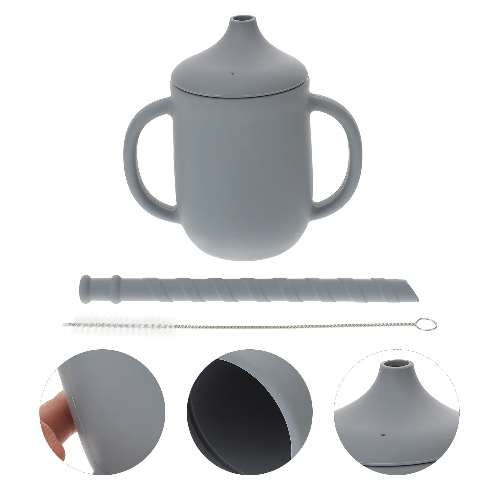 كوب سيبي للأطفال، كوب بقشة متين وسهل الإمساك، محمول مانع للتسرب من السيليكون، زجاجة مياه للأطفال الصغار، أكواب من القش للطفل #3