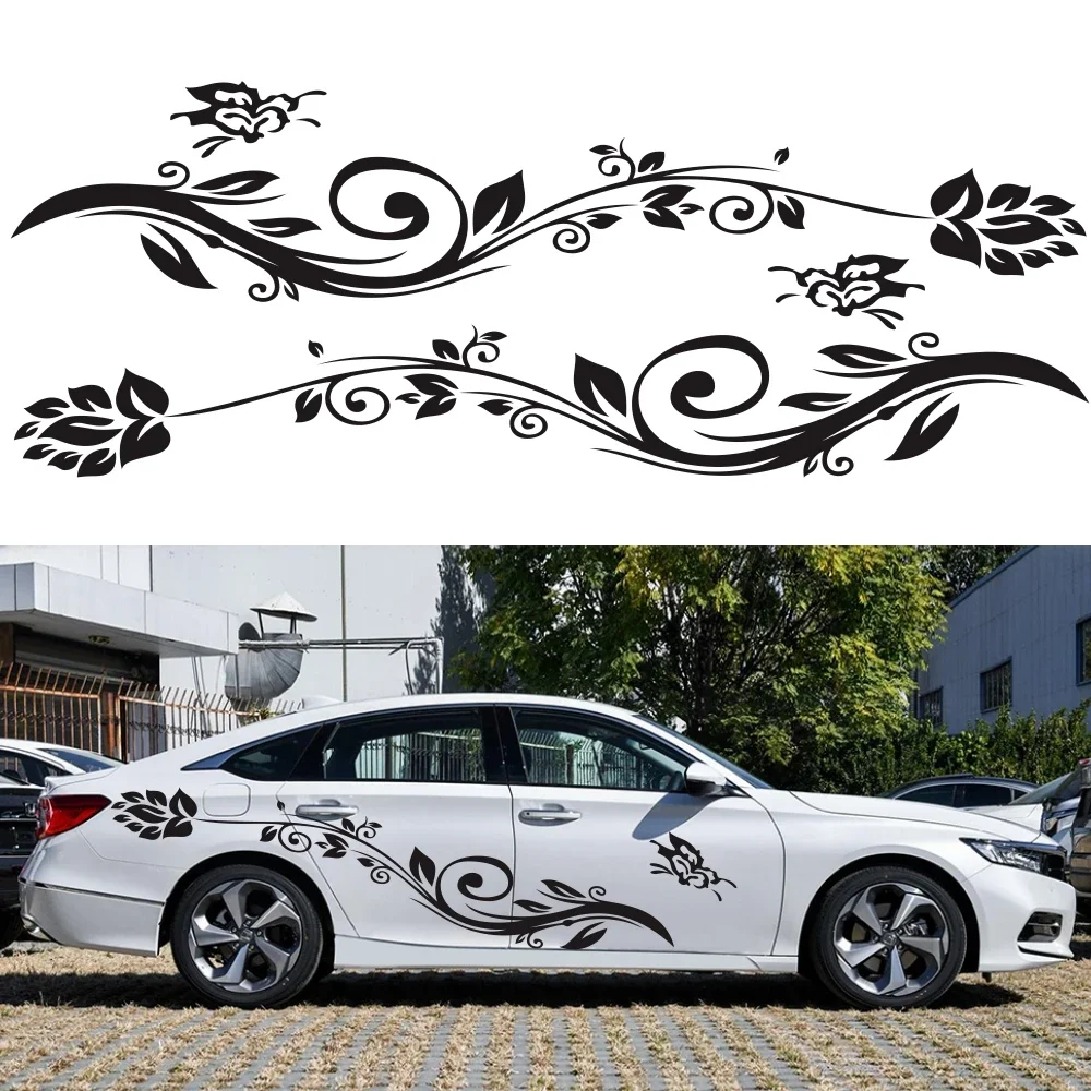 

3PCS New Art Design Flower Vine Side Door Car Sticker Hood Vinyl Film Flower Car Product Decoration Car Accessories