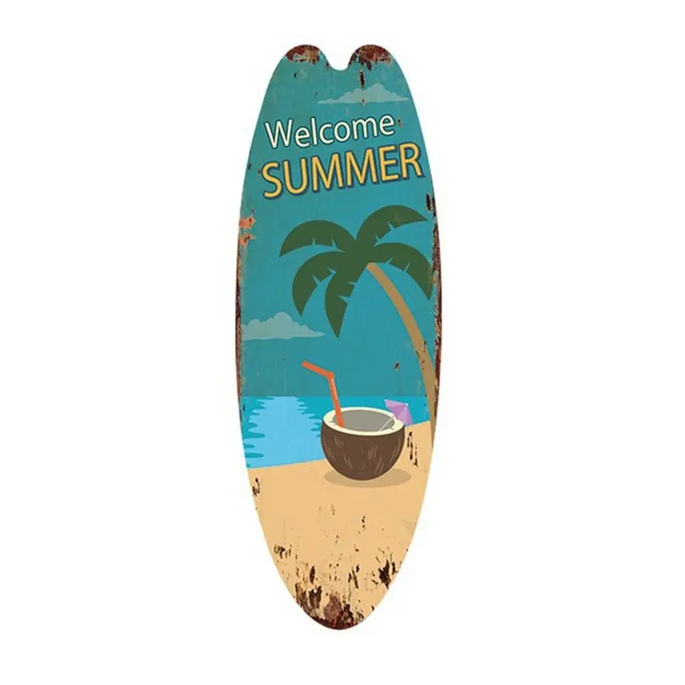 

Wooden Sign Exquisite Printing Wooden Surfboard Bright Cool Marine Steering Wall Board Easy to Use Summer Party
