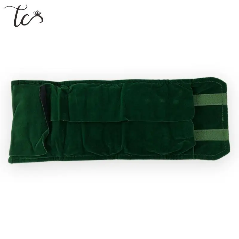 Green Flannelette Jewelry Organizer Roll Bag Ring Organizer Bag Earrings Organizer Bag Portable Travel Organizer Bag