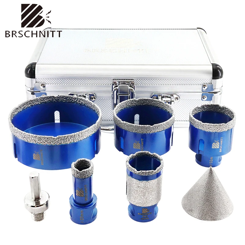 

BRSCHNITT 7pcs Dia 20-100mm Diamond Drilling Bits Kit Tile Cutter for Drilling Ceramic Marble Granite M14 Hole Saw Chamfer Bit