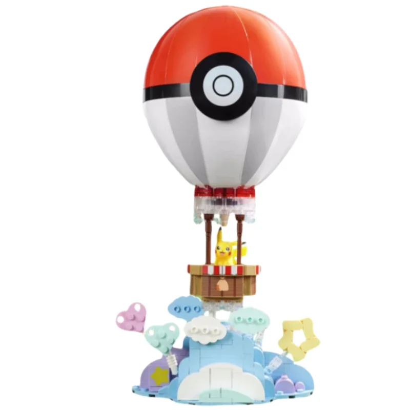 Pokémon Building Blocks Kawaii Anime Pikachu Cute Cartoon Elf Ball Hot Air Balloon Assembly Model Decoration Toy Birthday Gift