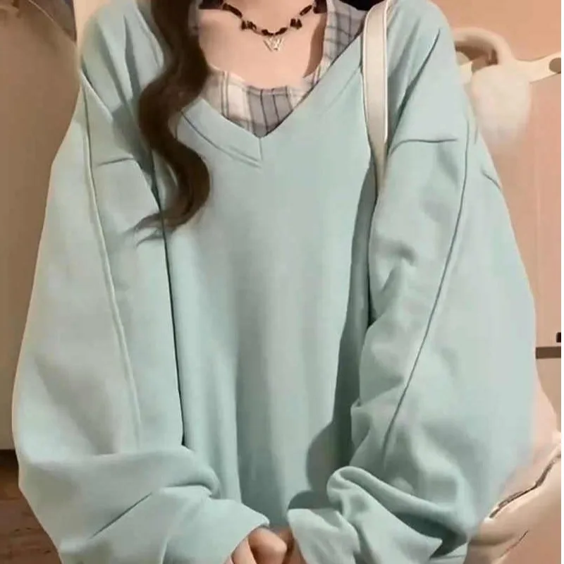 

plus Size Women's Korean Sle College Faion Oversized Hoodie Layering Tank Top Autumn Winter Upper Apparel Fat Sister New ...