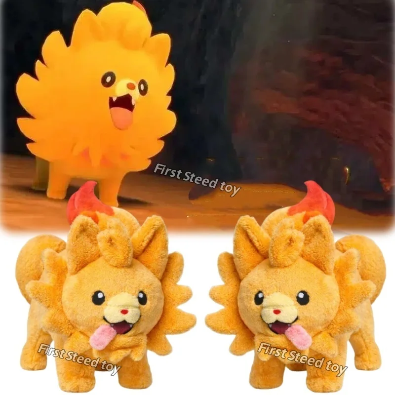 

New Pombon Plush Doll Toy 25CM Cartoon Cute Flame Attribute Fluffy Orange Dog Periphery Plushs Toy For Kids And Collectors Gift
