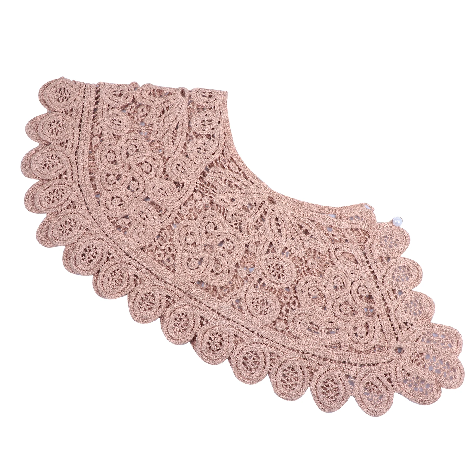 

Chic Hollow Floral Lace Collar Women Clothes Accessory Detachable Pearl Button Wavy -Soluble Quick-Dry Lightweight