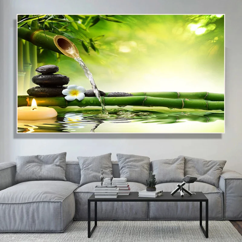 Zen Spa Stone Green Bamboo Canvas Painting Pop Still Life Prints and Posters Art Wall Picture Home Decoration For Living Room