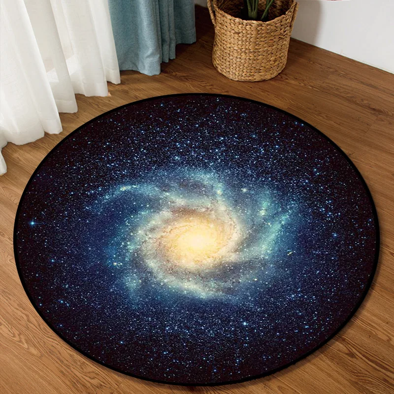 

Nordic Round Vortex Carpet 3D Parlor Floor Mats Galaxy Space Anti-slip Large Area Rugs Soft Flannel Carpets for Home Living Room