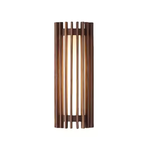 Vintage Walnut Solid Wood Grid Wall Lamp Wabi-sabi style Wall Sconce lights for Bedroom Bedside Living Dining Room