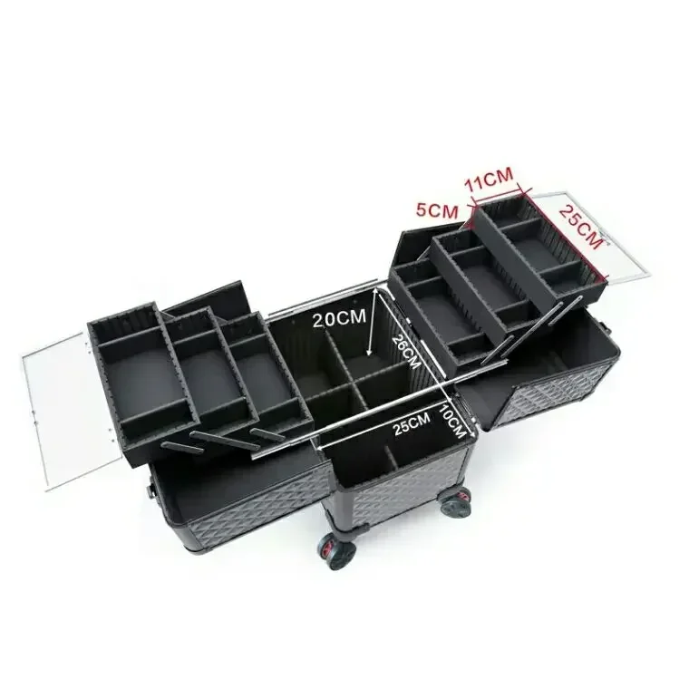 

Professional wheel pull rod makeup box beauty embroidery semi permanent heel makeup box makeupmulti-layer nail toolbox