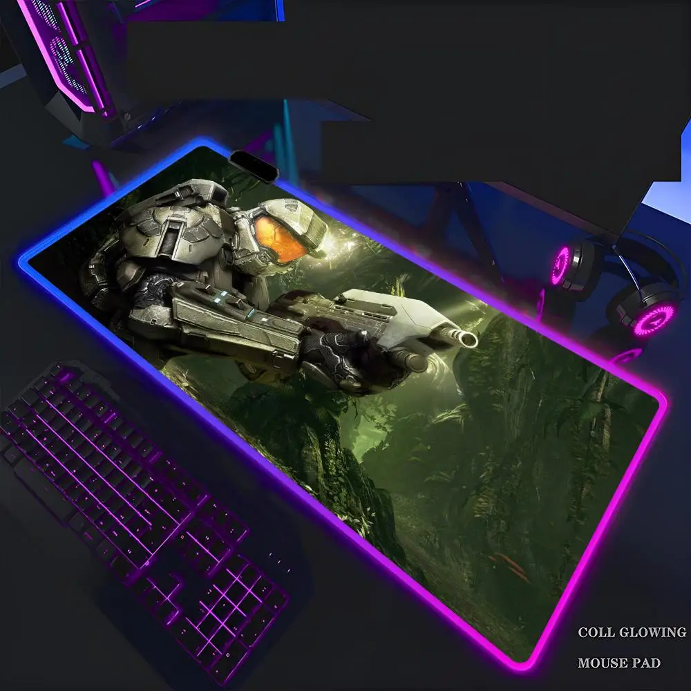 

first-person H-Halo shooter MINISO Mouse Pad Mousepad Rgb Mouse Pad Gaming Backlight Pc Accessories Gamer Keyboard Backlit Mat Desk Protector Mats Xxl Large valorant Anime